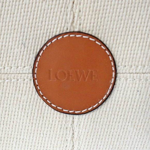 Loewe Cushion Tote Bag Shoulder Leather Brown Ivory White Tan Logo - Picture 5 of 9